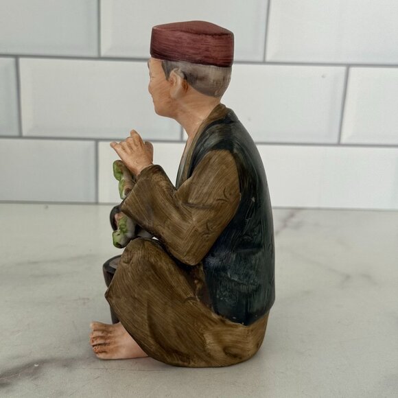 Bonsai Tree Pruning Hand-Painted Ceramic Figurine Of Elderly Man - Picture 2 of 6